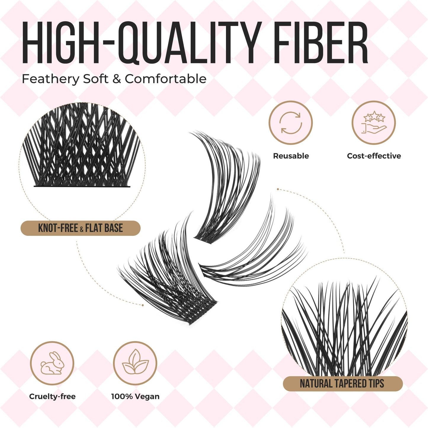 LASHVIEW Lash-Extension-Clusters 260pcs D Curl Lash Clusters Natural Look Cluster Lashes Extensions Super Thin Band & Soft Lashes Reusable 9-16mm MIX (20D&40D&56D)