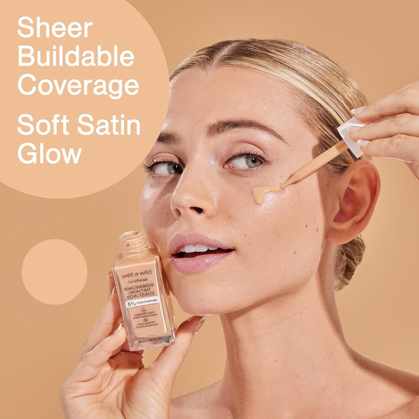 Wet n Wild Bare Focus Skin Tint - 5% Niacinamide, Buildable Sheer Coverage, Hydrating & Cruelty-Free | Peach Ivory