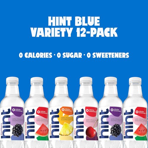 Hint Infused Bottled Water Variety Pack - Sugar-Free, Zero-Calorie Natural Flavors - 16 Fl Oz (Pack of 12)
