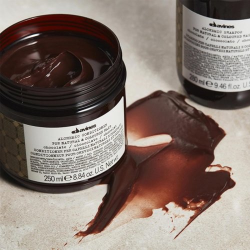 Davines Alchemic Conditioner - Chocolate Color Depositing Cream for Dark Brown & Black Hair | Hydrates & Intensifies Brunette Tones, 8.45 Fl Oz