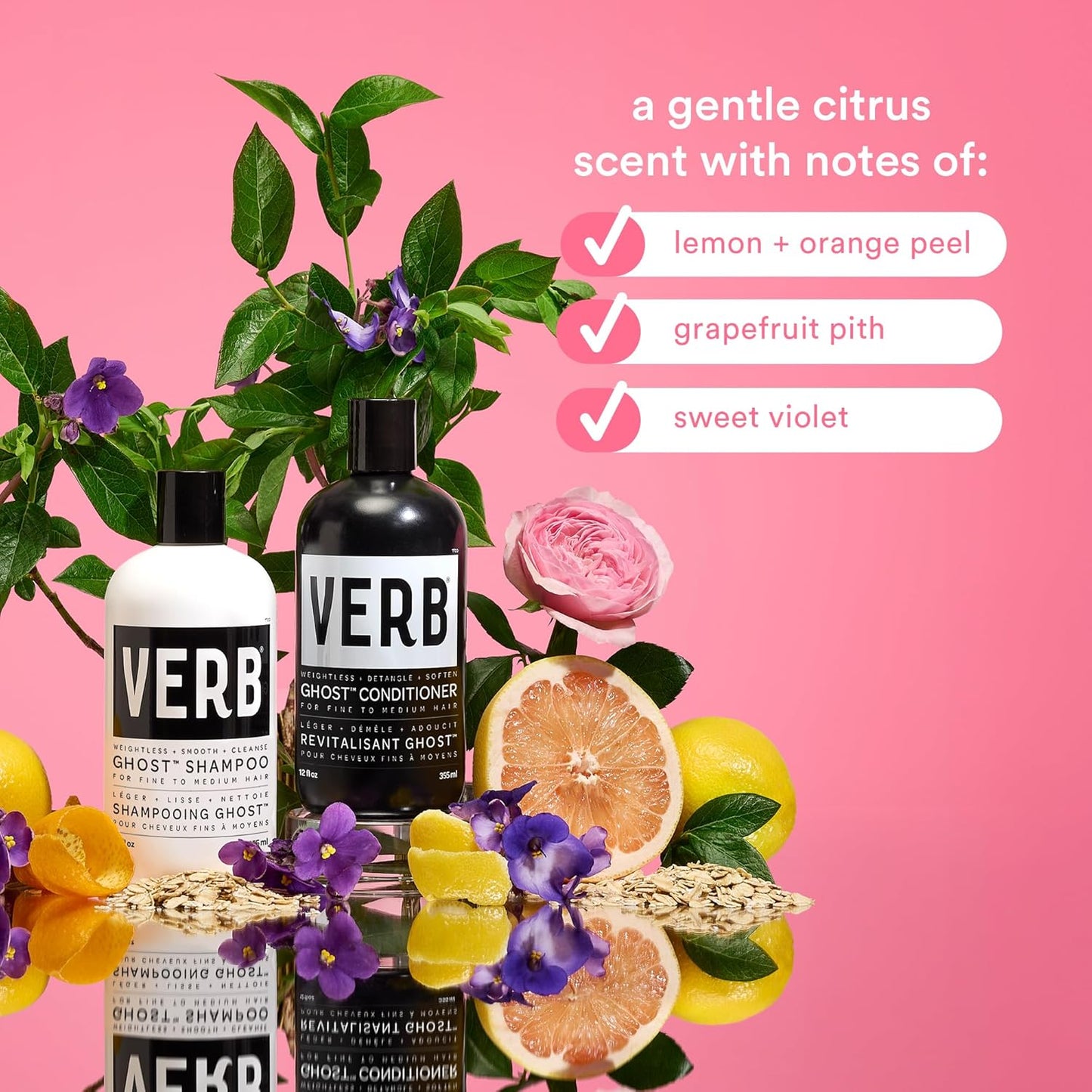 VERB Ghost Shampoo & Conditioner Duo Set - Lightweight Formula for All Hair Types | 12 oz Each