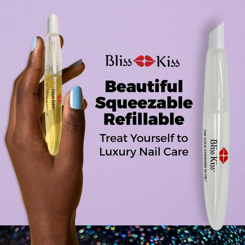 Bliss Kiss Refillable Squeeze Cuticle Oil Pen, Empty 3-Pack, Ideal for Nail Growth Oil and Nail Oil Application