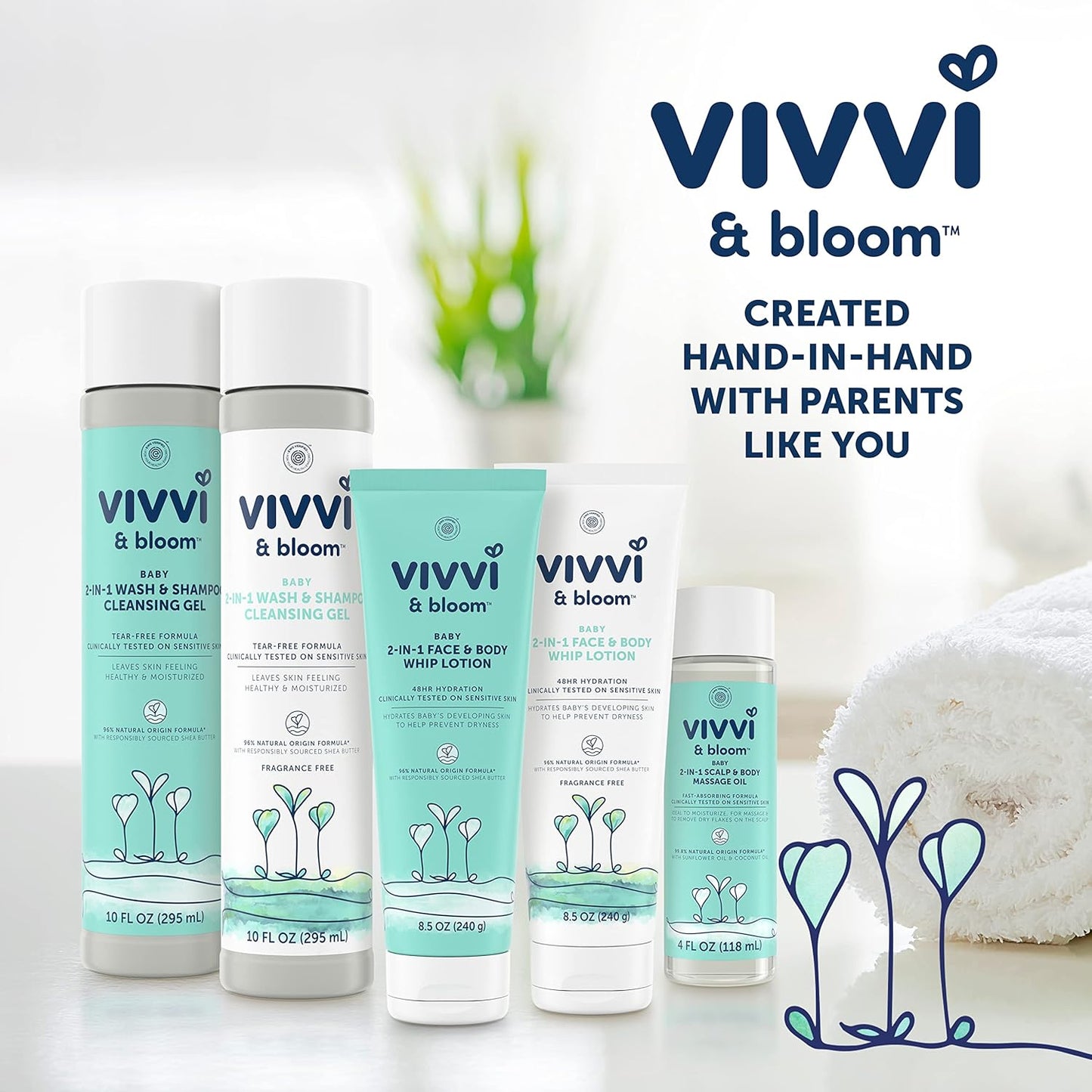 Vivvi & Bloom 2-in-1 Baby Wash & Shampoo - Gentle Cleansing Gel for Sensitive Skin, 10 fl. oz.