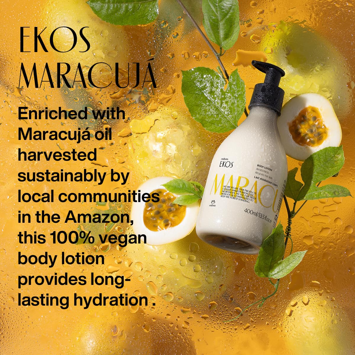 Ekos Maracujá Soothing Body Lotion Refill - 400ml Hydrating Formula for Soft Skin