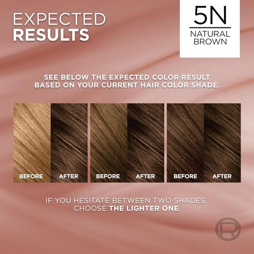 L’Oreal Paris Excellence Hair Color - Ammonia-Free Gray Coverage, 5N Natural Brown, 1 Kit