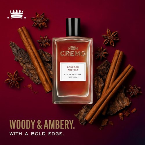 Cremo Cologne For Men - Bourbon & Oak Fragrance Spray, Sophisticated Distiller's Blend, 3.4 Fl Oz