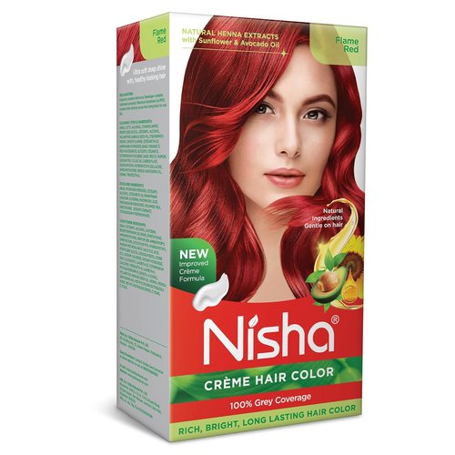 Nisha Creme Hair Color - Permanent Flame Red Hair Dye | 5.07 fl oz, Vibrant & Long-Lasting