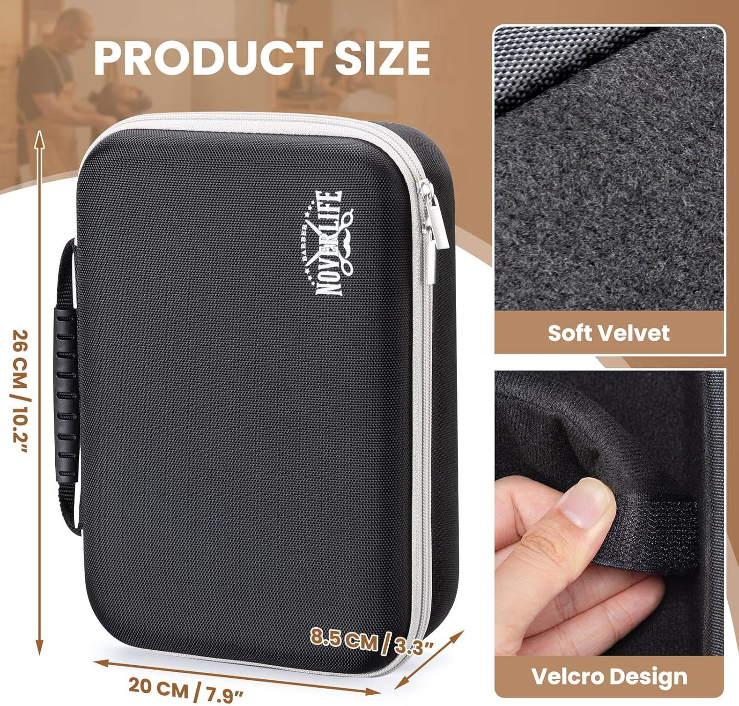 Noverlife Hair Clipper Guard Blades Holder Case, Barber Guard Blades Storage Bag for 20 Metal Clipper Guards Hard Blade Storage Travel Case, Protective Stylist Carrying Case for Grooming Blade