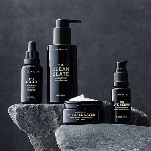 Caldera + Lab Men’s Anti-Aging Skincare Kit - Cleanser, Moisturizer, Night Serum & Eye Defense for Firmer, Hydrated Skin | Natural Ingredients