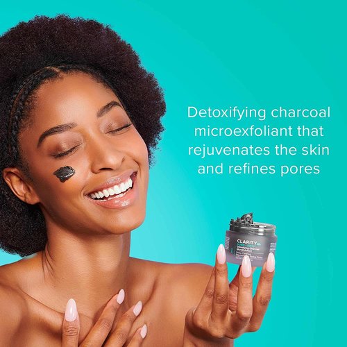 ClarityRx Detoxifying Charcoal Exfoliating Face Wash - Natural Micro Scrub for Oily Skin | Paraben & Cruelty Free