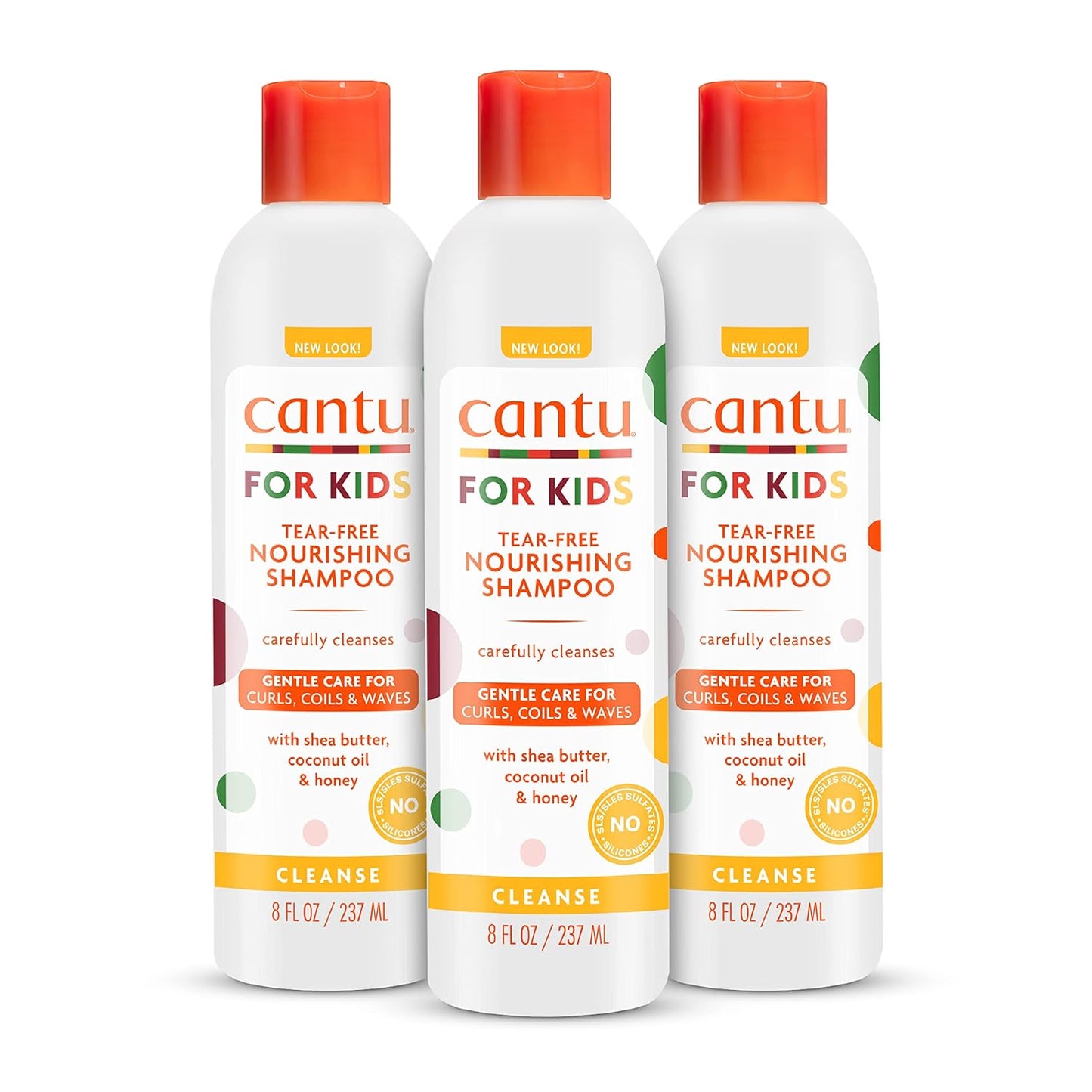 Cantu Care for Kids Nourishing Shampoo - Tear-Free Formula with Shea Butter | 8 fl oz (Pack of 3)