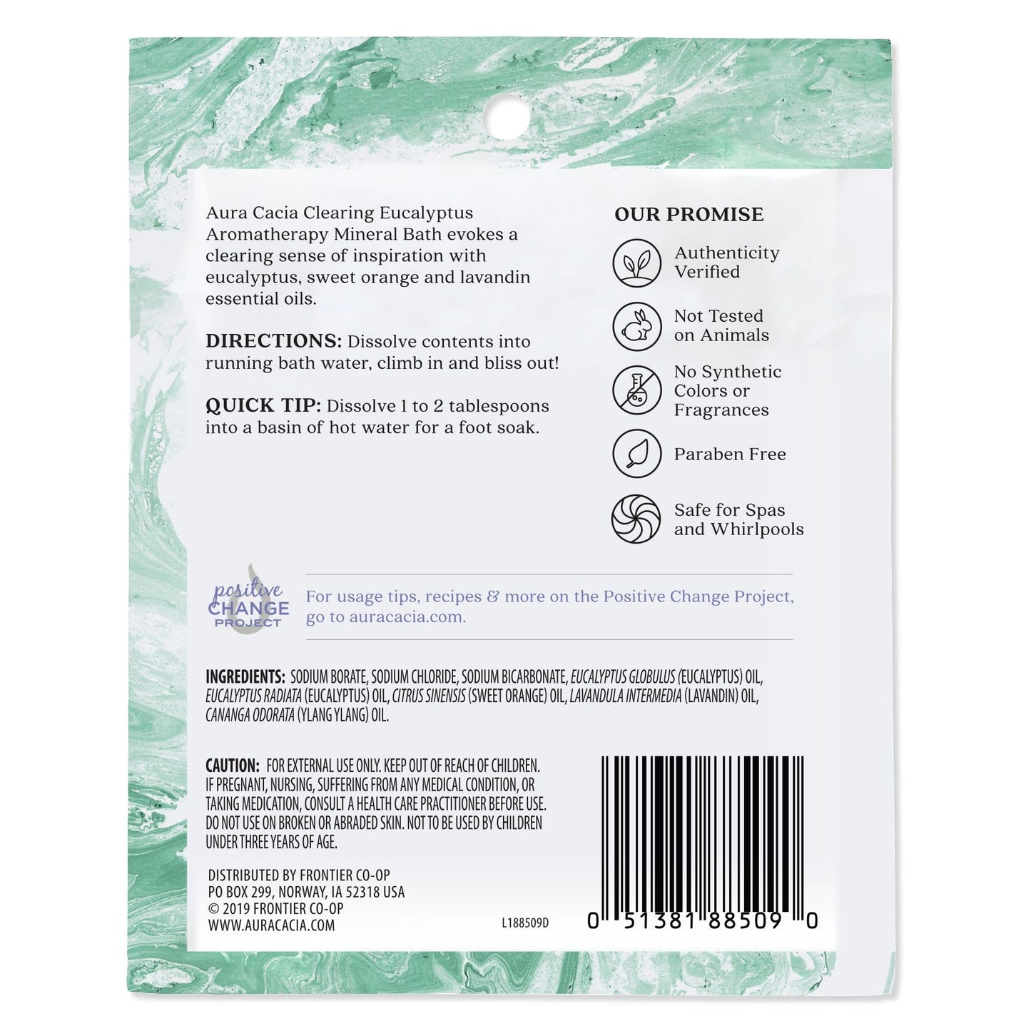 Aura Cacia Clearing Eucalyptus Aromatherapy Mineral Bath Salt, 2.5 Ounce Packet - 6 per case.6