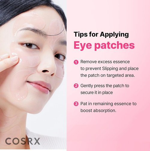 COSRX Pink Peptides Collagen Eye Patches - Reduce Puffy Eyes & Dark Circles | 60 Hydrogel Under Eye Masks