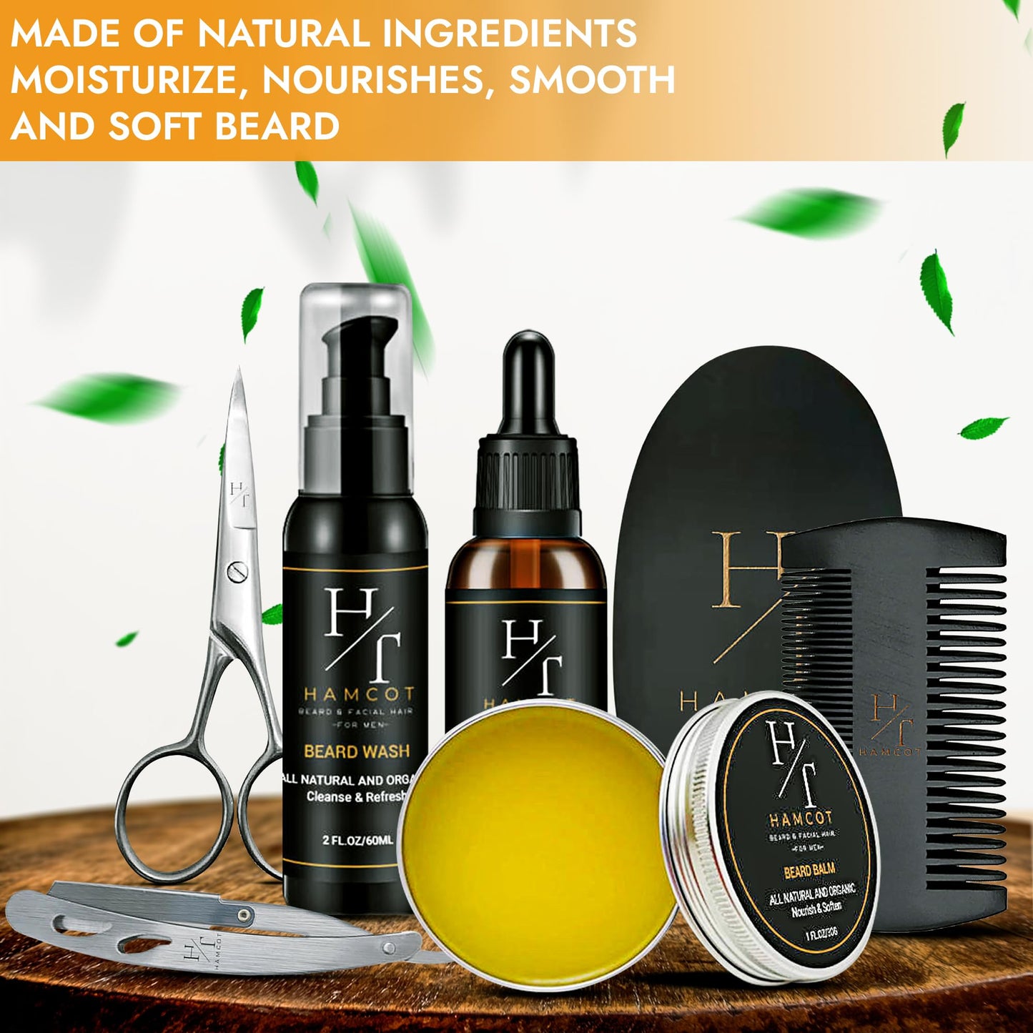 hamcot Beard Grooming kit For Men- Beard Brush And Oil Kit-Beard Grooming Kit For Men-Beard Balm Kit-Beard Maintenance Kit For Men-Beard Care Kit-Beard Oil Beard