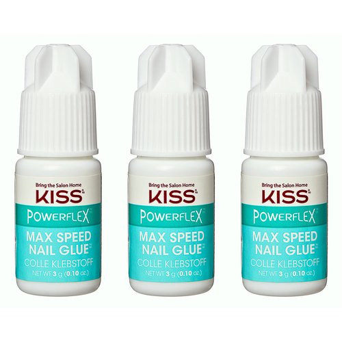 KISS PowerFlex Maximum Speed Nail Glue, Ultra-Hold Super Strong Instant Bond Flex Formula, 3g Each, 3-Pack