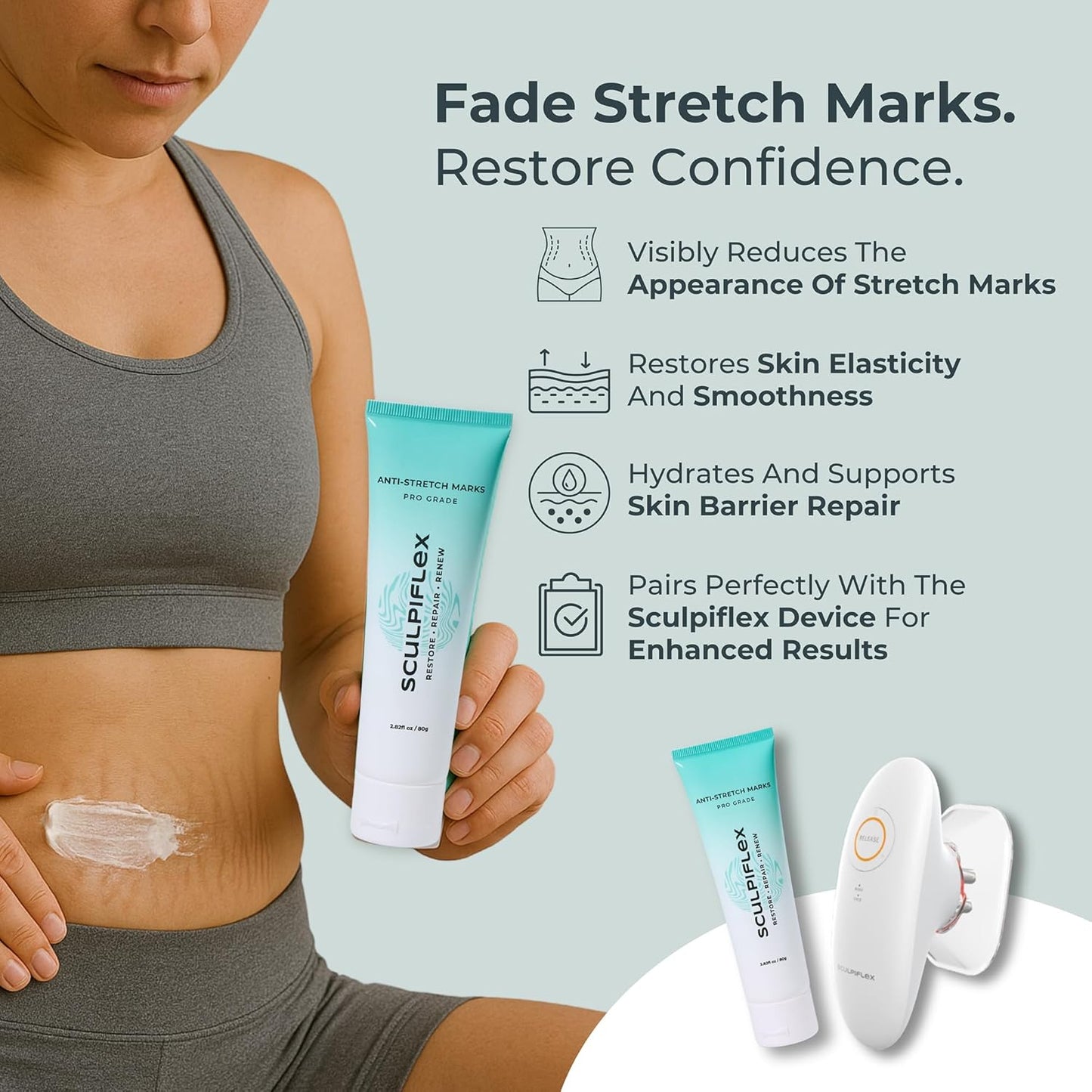 Sculpiflex Stretch Mark Cream - Hydrating & Smoothing Formula for Pregnancy & Weight Changes | 2.82oz