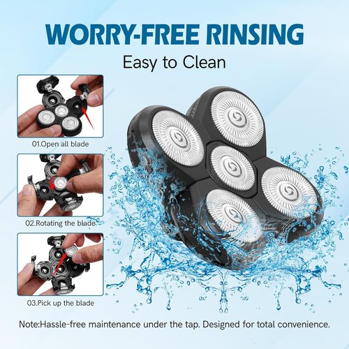 Freebird Replacement Blades - 5-Pack Electric Razor Refills for Bald Men | Includes Cleaning Brush