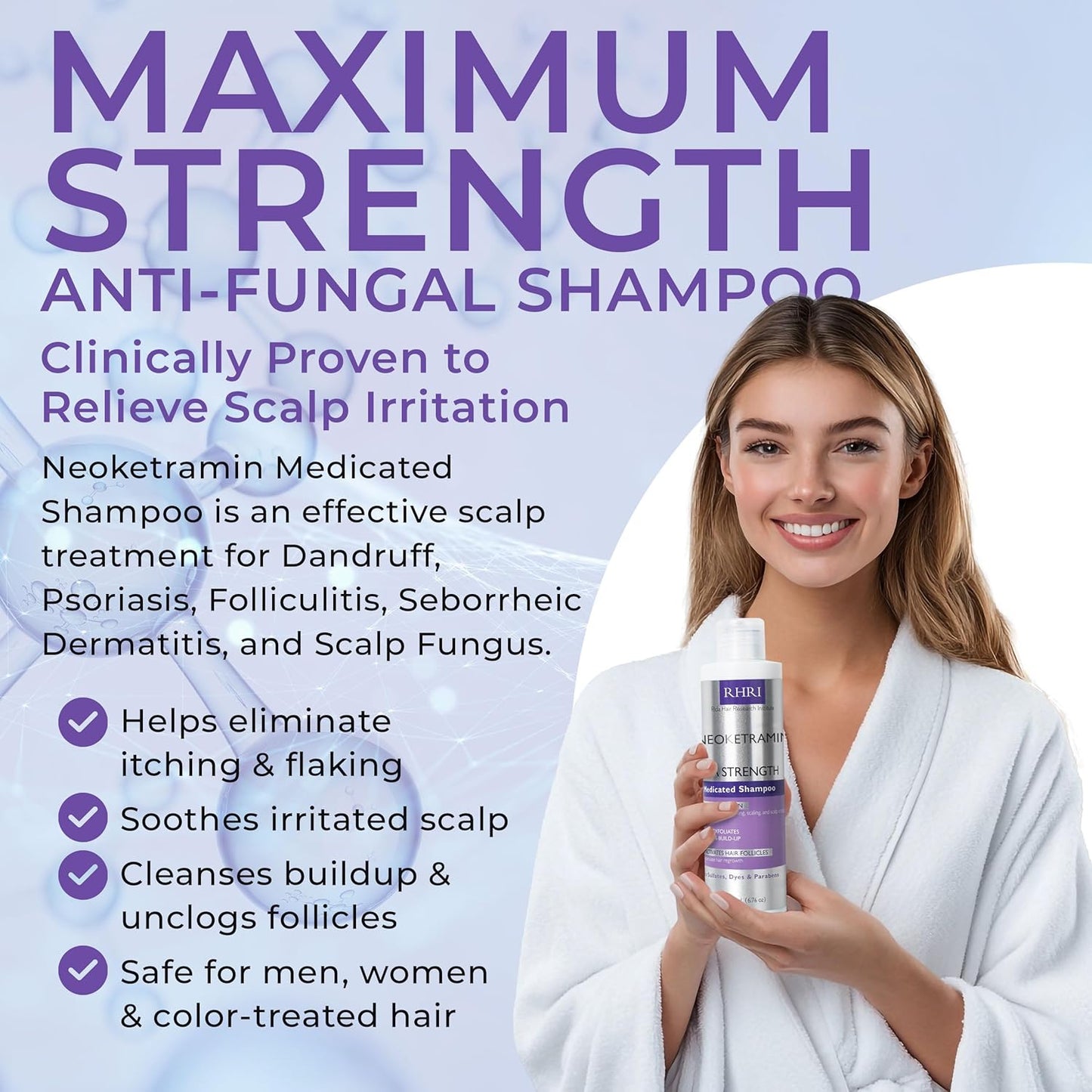 Skiennix Anti-Fungal Shampoo - Medicated Formula for Dandruff & Dry Scalp Relief | No Parabens or Sulfates | Includes Scrubber Brush
