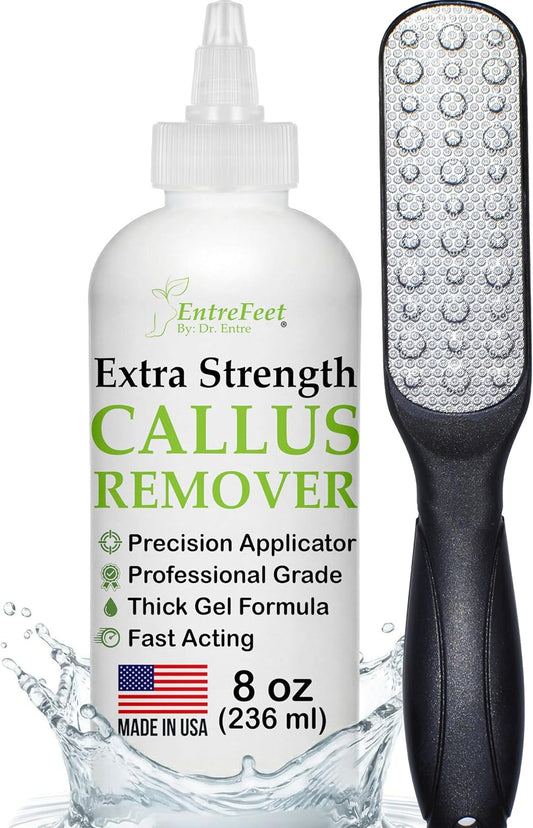Skiennix Callus Remover Gel - Extra Strength 8 oz Foot Care with Double-Sided File & Spa Kit