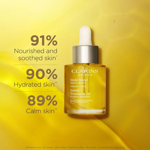 Clarins Santal Face Oil Treatment - Hydrates & Smoothes Skin | Calms Redness & Irritations | 100% Natural Plant Extracts