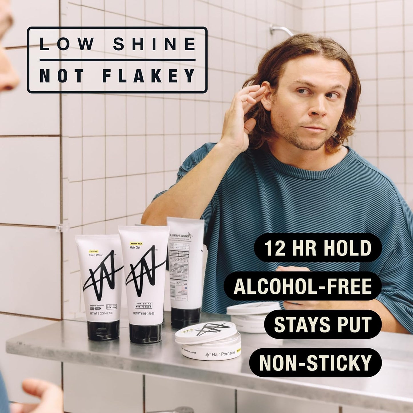 W By Jake Paul Hair Gel for Men - Low Shine, Non-Sticky Matte Finish, Medium Hold | 6 fl oz