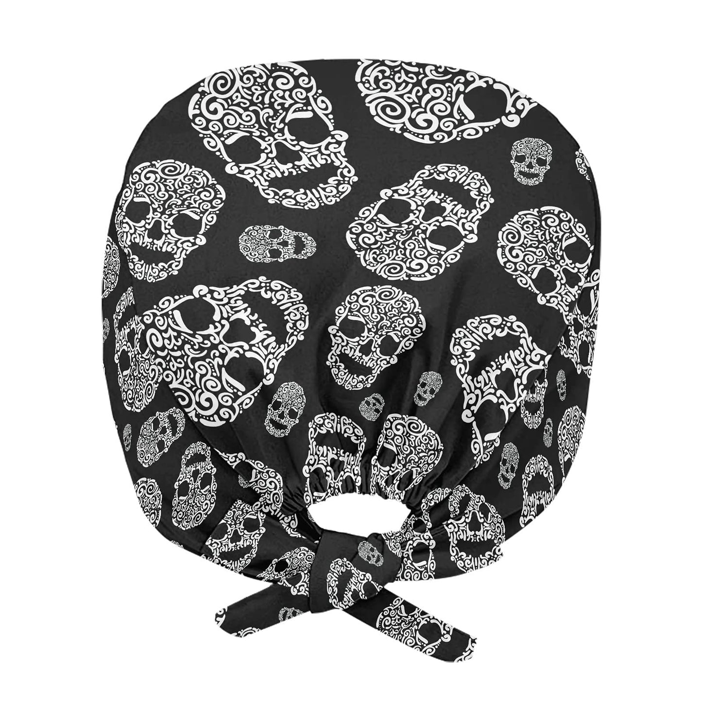 JEOCODY Skull Print Men Womens Cap Working Hat One Size Waterproof Adjustable Tie Back Cap with Sweatband, Breathable Work Cap