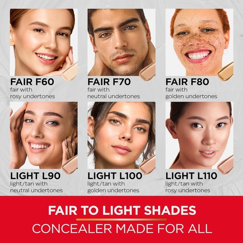 Mirabella Invincible Under Eye Concealer - Full Coverage Hydrating Formula for Dark Circles & Fine Lines - Fair F60