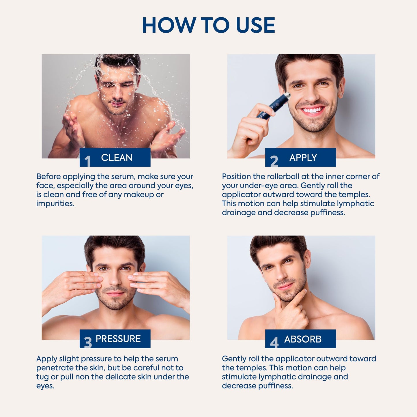 Eye Bags Treatment for Men: Eye Roller for Puffy Eyes and Under Eye Puffiness Reducer – Caffeine Eye Cream for Dark Circles and Wrinkles