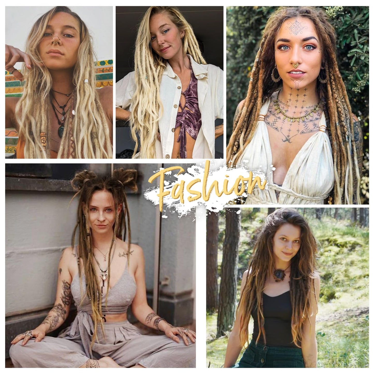 WIGNEE 36 Inches Synthetic Blonde Dreadlock Extensions 10 Strands Single Ended Dreadlocks Extension 0.6 CM Synthetic Crochet Dreads Extensions Hip Hop Style for Women/Man(613)