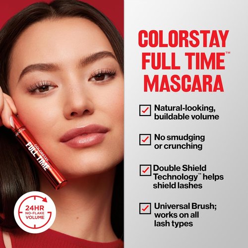 Revlon ColorStay Mascara - Volumizing, 24-Hour Wear, Smudge-Proof, Flake-Free | 402 Black Brown