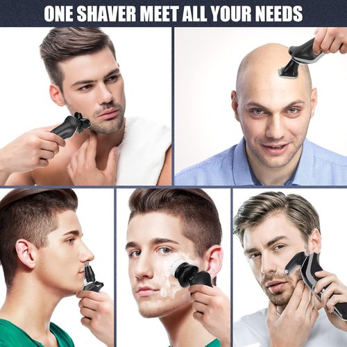 BestMal 5-in-1 Electric Shaver Razor for Men - Waterproof Rechargeable with Nose Trimmer & Face Brush