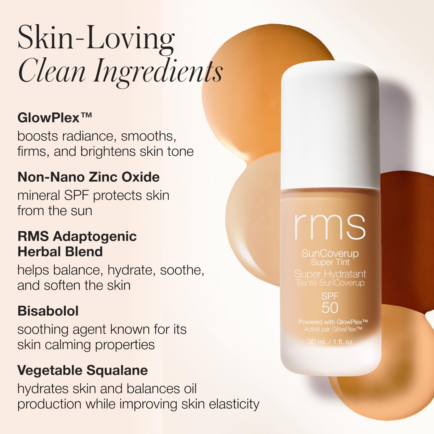 RMS Beauty SunCoverup Super Tint Broad Spectrum SPF 50 Sunscreen - Skin Tint Non Nano Zinc Oxide Mineral Sunscreen, Glowy Tinted Moisturizer with SPF (Alabaster)