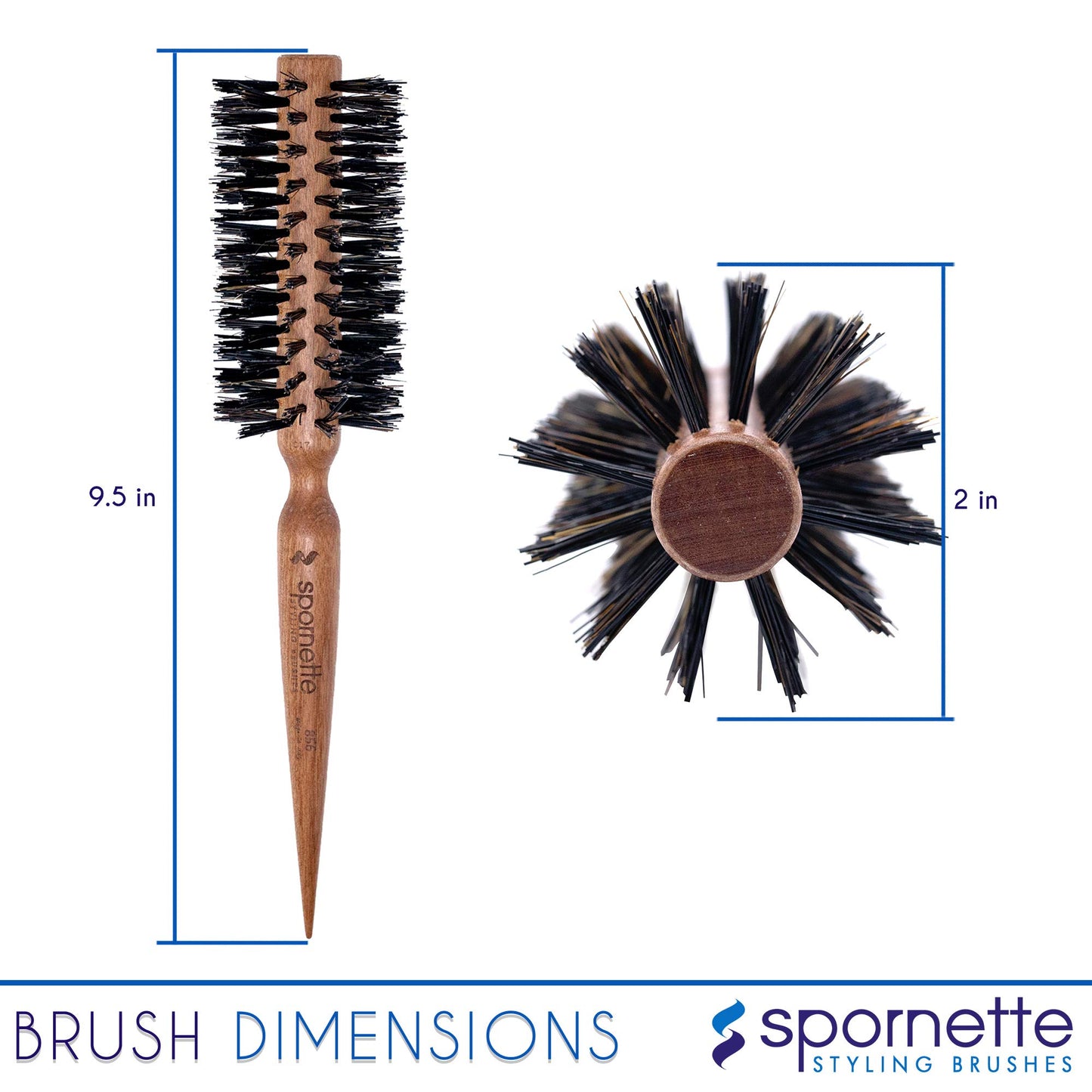 Spornette Italian 2 inch Round Boar Bristle 856