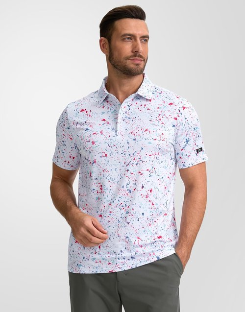 Obla Men's Golf Polo Shirt - Short Sleeve Dry Fit Performance | Moisture-Wicking Casual Print
