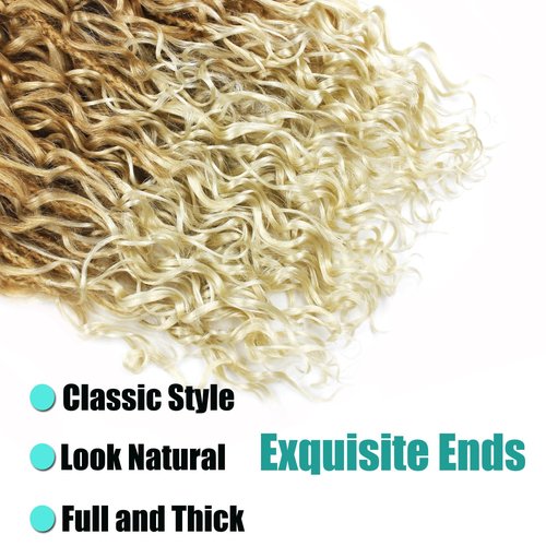 9 Pack Boho Box Braids Crochet Hair - 18 Inch Pre-looped Goddess Box Braids Crochet Hair Bohemian Crochet Boho Crochet Braids With Curly Ends Synthetic Crochet Hair For Women（18 Inch,27/613)