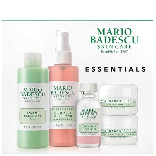 Mario Badescu Essentials Skincare Gift Set - 5 Piece Kit with Drying Lotion, Rose Water Spray & More