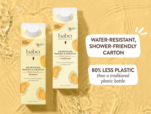 Babo Botanicals Nourishing Mango & Hibiscus Shampoo & Conditioner Bundle - Moisturizes & Softens Dry, Color-Treated Hair