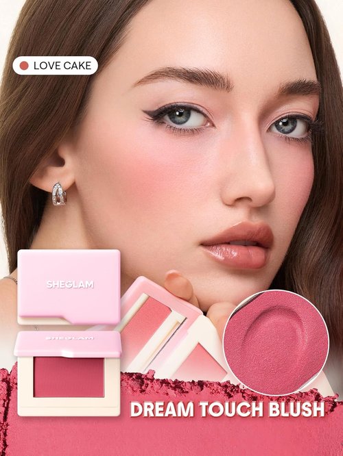 **SHEGLAM Dream Touch Blush - Lightweight, Smooth, Blendable Long-Lasting Powder Blush | 001 Love Cake**