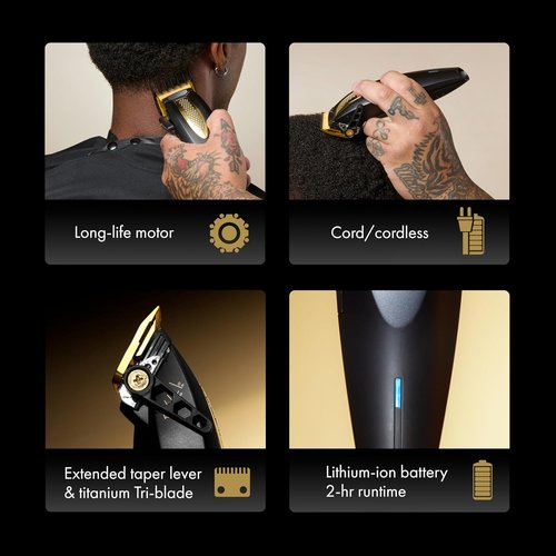 LithiumFX Ergonomic Hair Clippers for Men - Corded & Cordless Convenience