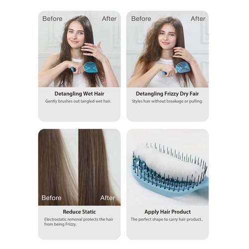 NuWay C Brush Scalp Care Detangling Hair Brush – Gentle Scalp Massage & Easy Detangling for Wet or Dry Hair, Everyday Hairbrush for Healthy Looking Hair (Petal Pink)