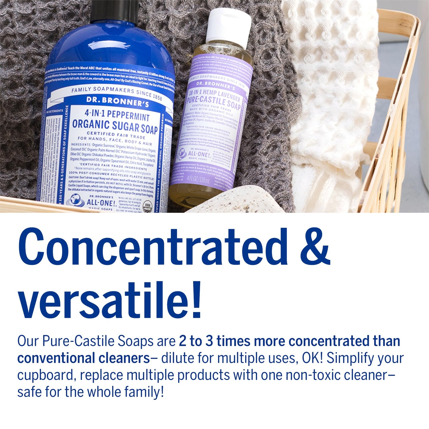 Dr. Bronner's - Pure-Castile Liquid Soap, Made with Organic Oils, 18-in-1 Uses: Face, Body, Hair, Laundry, Pets and Dishes, Concentrated, Vegan, Non-GMO (Lavender, 4 ounce, 2-Pack)