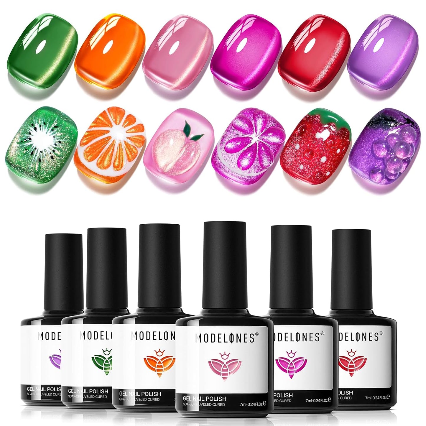 modelones Pink Gel Nail Polish Set, 6 Colors Light Soft Pink White Nude Pink Soak Off Nail Art Gel Design Manicure Kit Salon DIY Home Gift for Women Girlfriend Girl