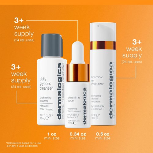 Dermalogica Daily Brightness Boosters Facial Care Kit - BioLumin-C Serum, Gel Moisturizer & Cleanser
