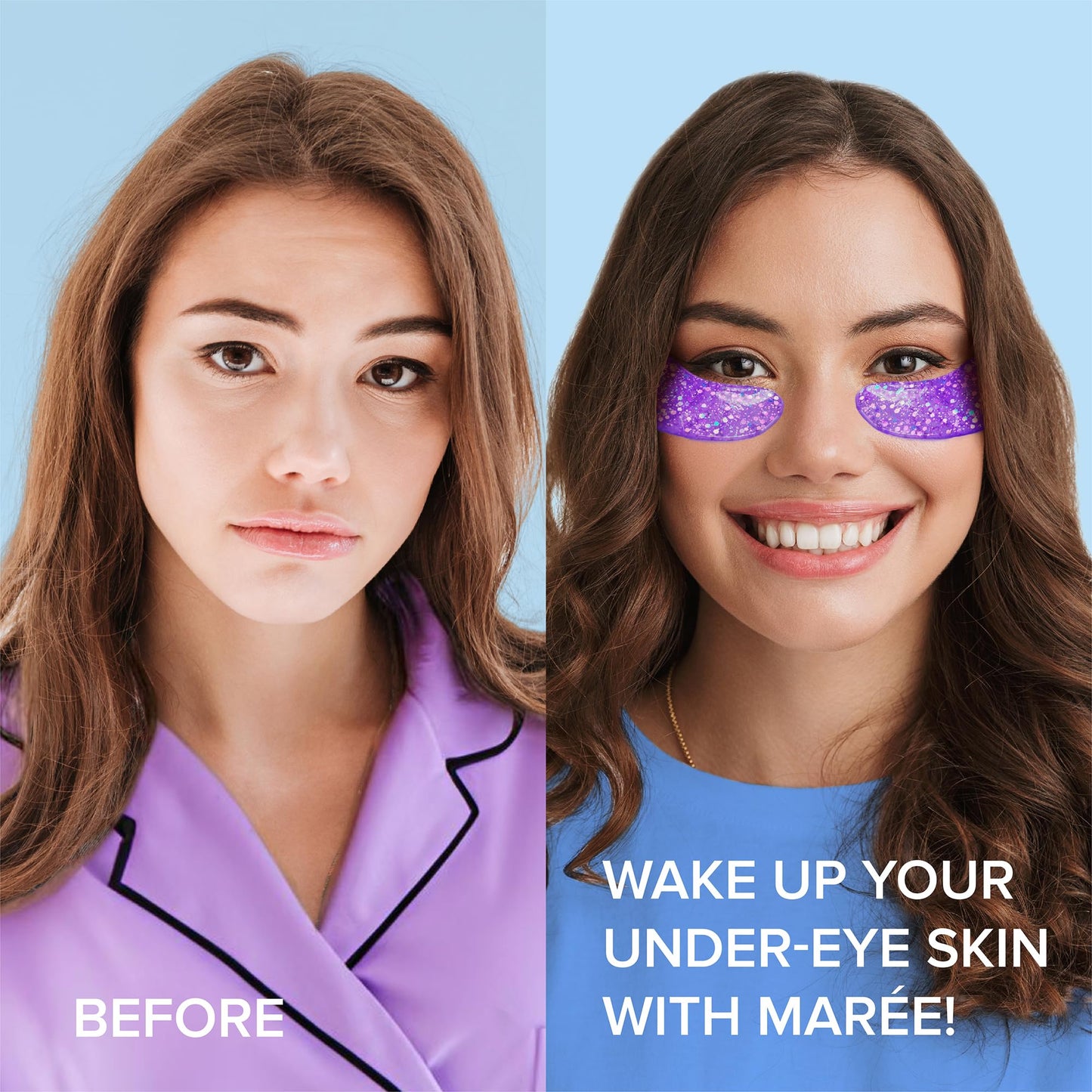 MAREE Eye Gels - Under Eye Patches for Puffy Eyes and Dark Circles with Natural Marine Collagen & Hyaluronic Acid - Anti-Aging Masks for Face to Soothe Puffiness - Undereye Mask Patches