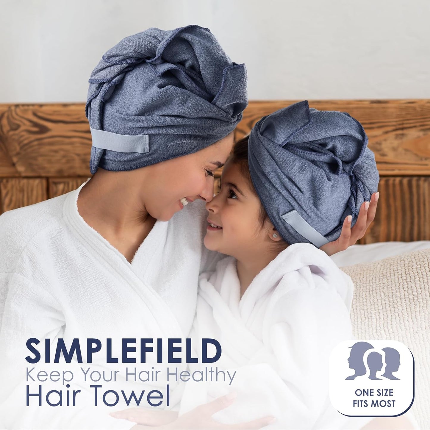 Skiennix Large Microfiber Hair Towel Wrap - Anti-Frizz Fast Drying for Long, Curly Hair | 27x40 Inches, Grey