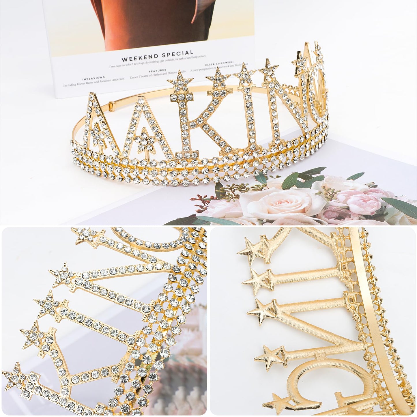 Amariver Birthday King Crown and Sash for Men Birthday Decorations Gold King Crown King Tiaras for Birthday Party Men’s Decoration for Birthday Party Anniversary and Photography Birthday Accessories