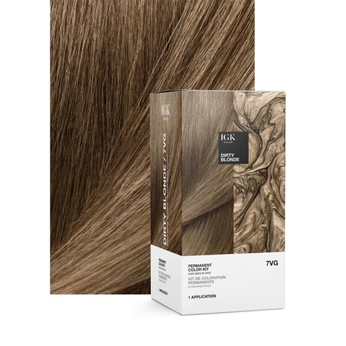 IGK Permanent Hair Dye Color Kit - 7VG Dirty Blonde | 100% Gray Coverage, Strengthens & Shines | Ammonia-Free