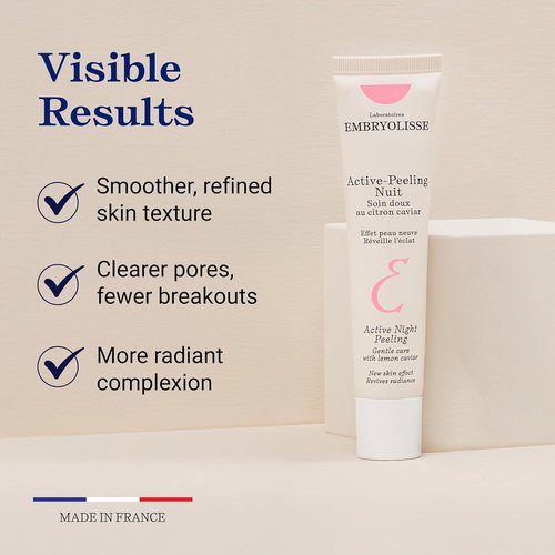 Embryolisse Active Night Peeling Treatment - Ultra Gentle Exfoliating Cream with Shea Butter | 1.35 Fl Oz for Radiant Skin