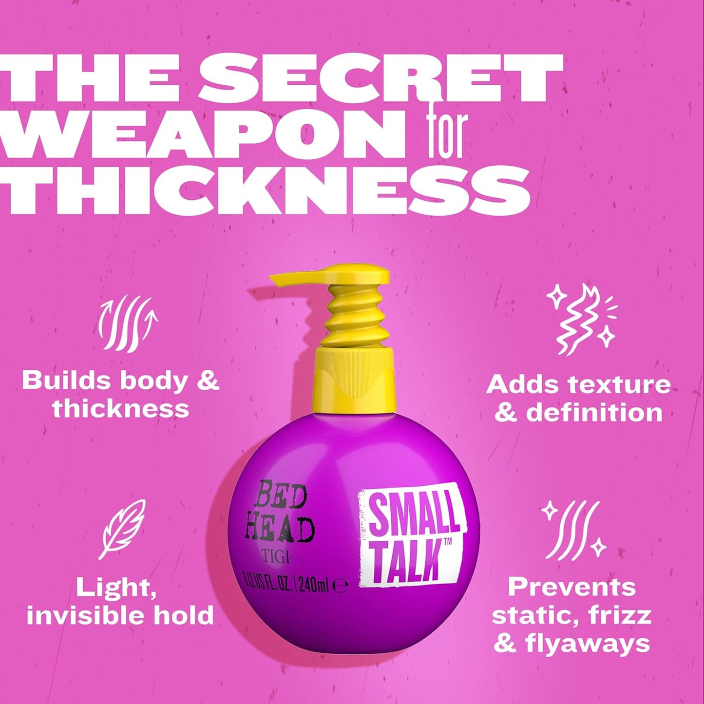 TIGI Bed Head Small Talk Mini 3-in-1 Hair Thickening Cream - Volumizing for Fine & Thin Hair - 8 Oz (3 Pack)
