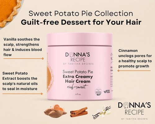 Donna's Recipe by Tabitha Brown | LOC System Bundle - Sweet Potato Pie Scent - 3-Pc Hair Care Set for Hydrated, Soft, Shiny Hair